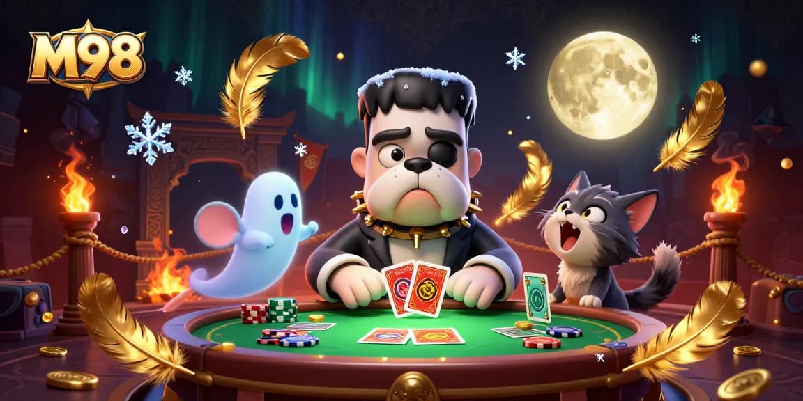Win big with M98 as cartoon characters deal cards at a thrilling casino table!