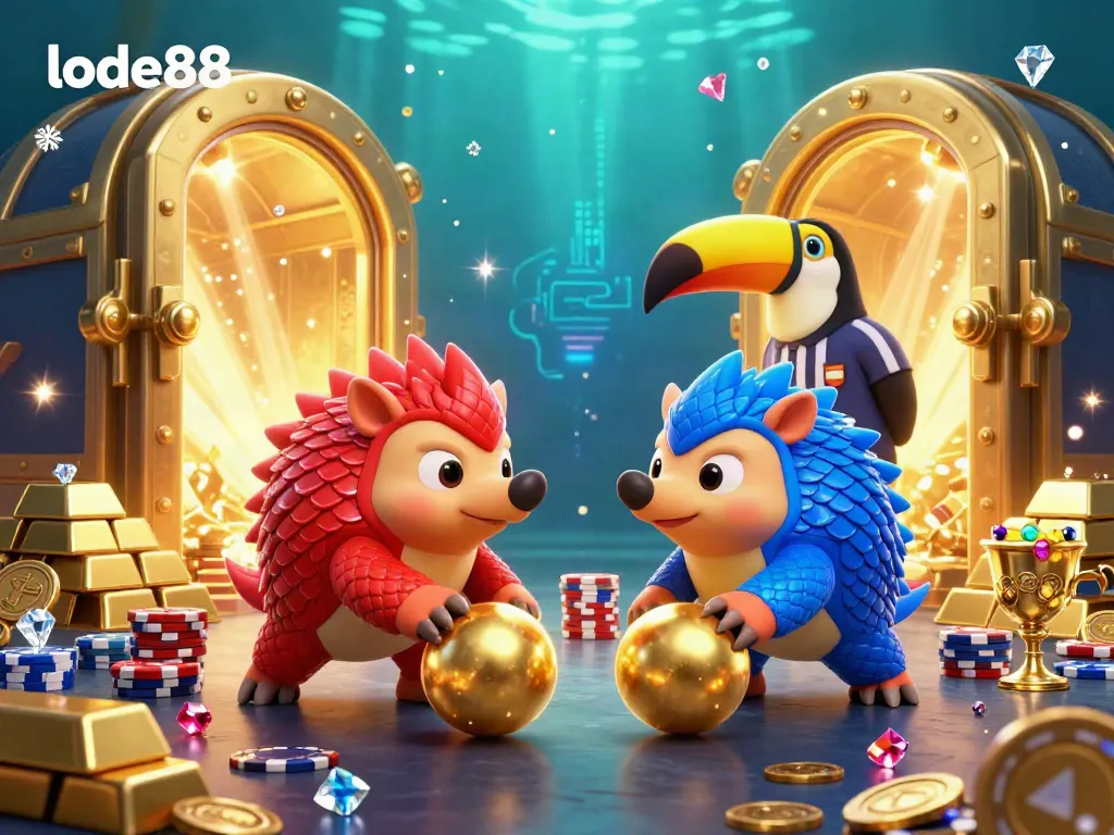 Experience the vibrant lode88 casino atmosphere with rival pangolins rolling into golden treasure.