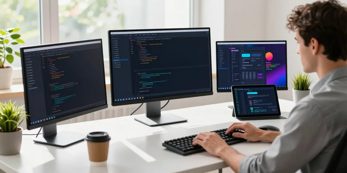 Web developer showcasing instant indexing tools in a modern workspace.
