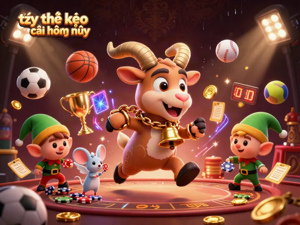 Engage with tỷ lệ kèo nhà cái hôm nay in a vibrant casino scene featuring a Krampus goat and elf gremlins.