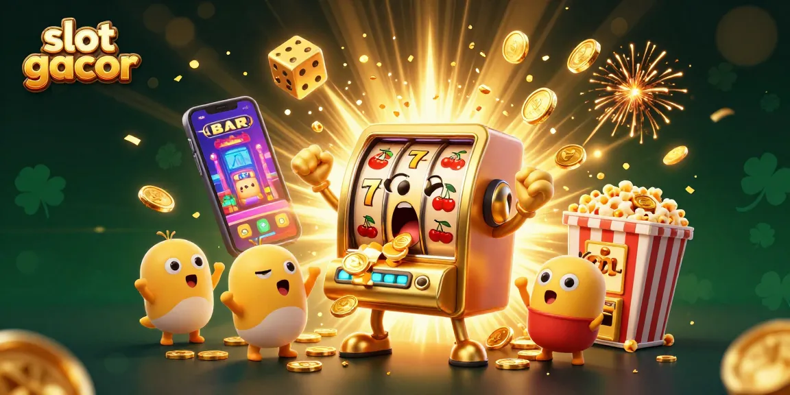 Experience the excitement of slot gacor as golden coins burst forth from a jubilant slot machine, showcasing casino thrill.