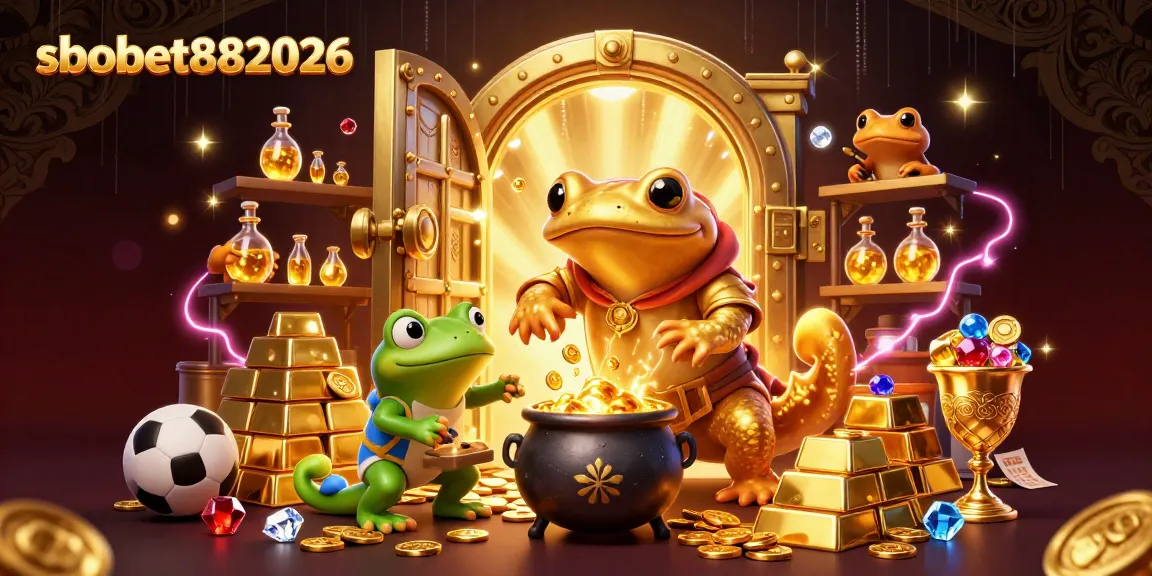 Experience sbobet882026 sports betting action in a magical digital casino illustration featuring alchemical characters.