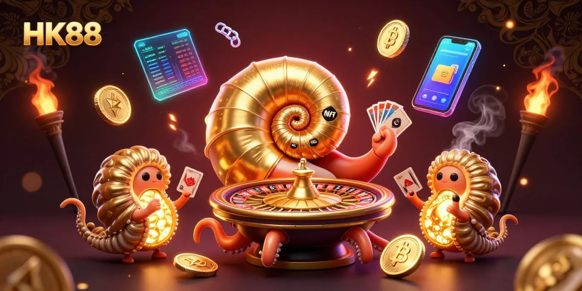 Experience thrilling gameplay at HK88 with vibrant animations, featuring a unique ancient nautilus roulette wheel.