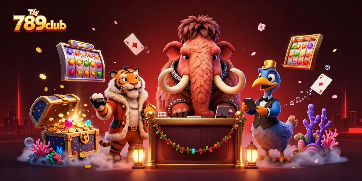 Tải 789club features a vibrant casino scene with characters and dazzling gaming elements.