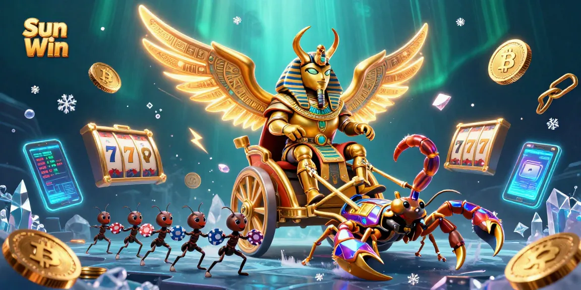 Engage with Sun Win's thrilling games featuring a colossal scarab beetle and treasure elements.