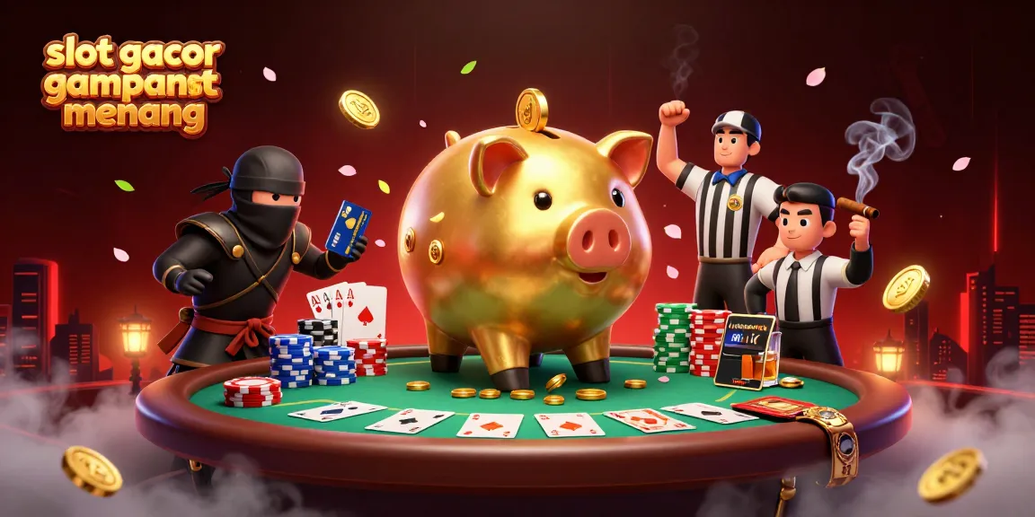 Experience slot gacor gampang menang with epic casino action featuring a golden piggy bank sumo wrestler and dynamic elements.